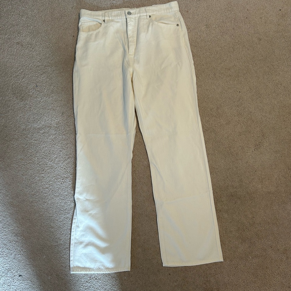 LOFT High Rise Relaxed Pants in Cream